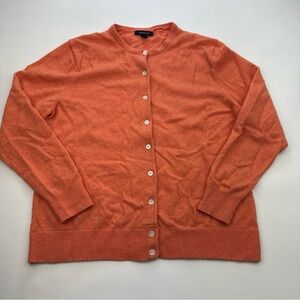 Lands' End Sweater Womens XL(18-20) Peach Cashmere Button Cardigan Crewneck Knit